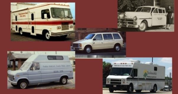 pictures of all of the bookmobiles the library has had
