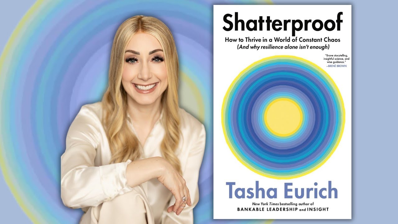 blue gradient bakcground with yellow circles and author with book cover with blue and yellow circles