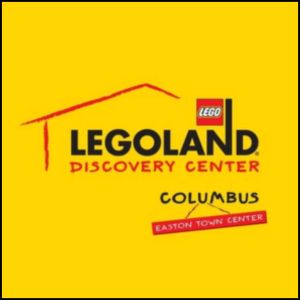 yellow background with black bold text and a red lego flag