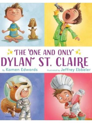 little boy is various costumes pretending to be a cook, an astronaut, doing yoga and singing