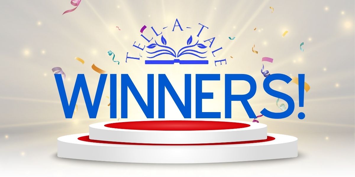 word winners on a pedestal with the tell-a-tale logo above it