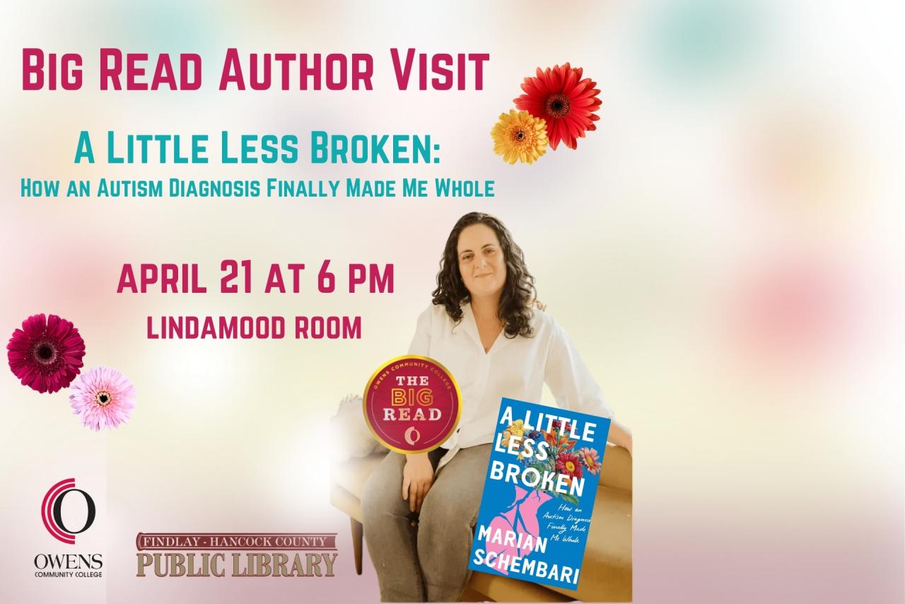 author sitting on bench with blue book cover and daisies all around soft background