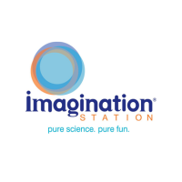 blue circular logo with blue and orange text