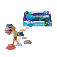 child walking on stepping stones