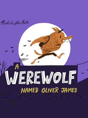purple background with werewolf and full moon in the background