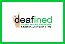 green and black text showing hand doing sign language