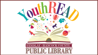 rainbow colored letter with open book picture