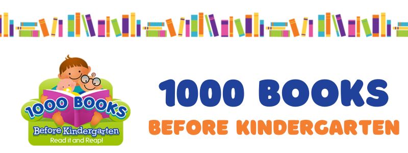 colorful books and little boy reading a book to an infant
