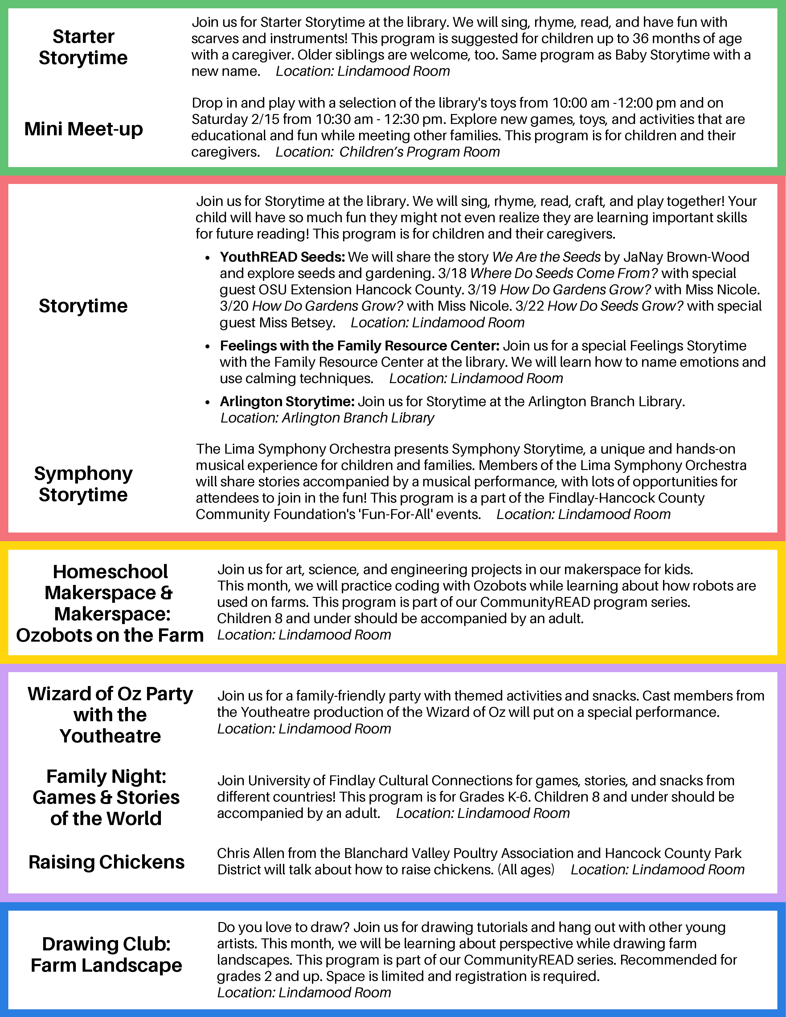 second part of children's programs for March