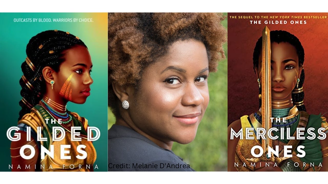 author with two book covers showing woman on cover