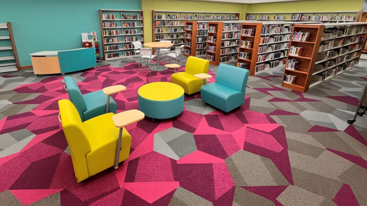 teen depatment with pink carpeting