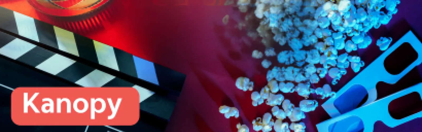 bright red and blue on each side of black and white text